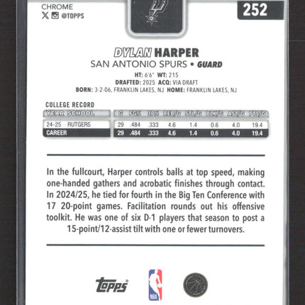 2025 Topps Chrome Dylan Harper #252 RC