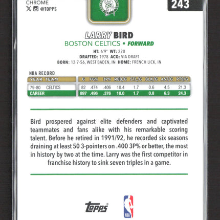 2025 Topps Chrome Larry Bird #243 Orange Pulsar Refractor /25