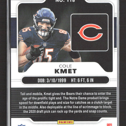 2020 Panini Obsidian Cole Kmet #118 White Contra RC