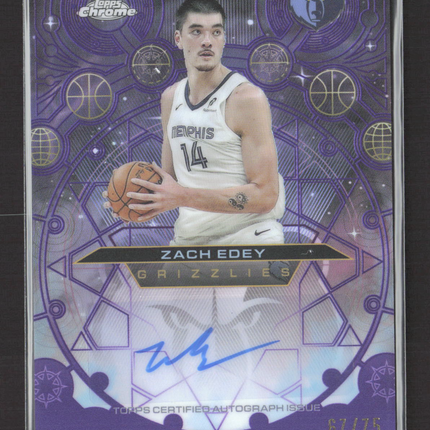 2025 Topps Chrome Chromographs Zach Edey #CH-ZE Purple 67/75 Auto