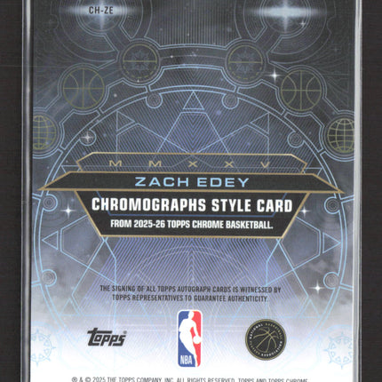2025 Topps Chrome Chromographs Zach Edey #CH-ZE Purple 67/75 Auto