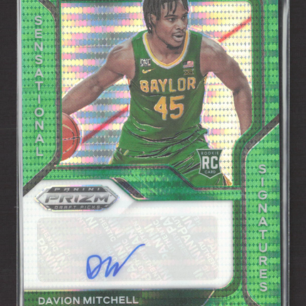 2021 Panini Prizm Draft Picks Davion Mitchell #SS-DMI Green RC 10/25 Auto