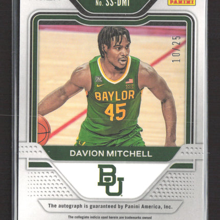 2021 Panini Prizm Draft Picks Davion Mitchell #SS-DMI Green RC 10/25 Auto