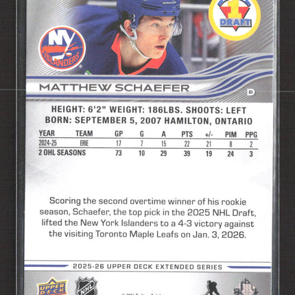 2026 Upper Deck Extended Series Matthew Schaefer #746