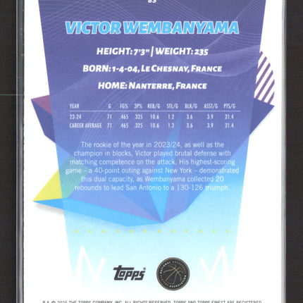 2025 Topps Finest Victor Wembanyama #83 Purple /200