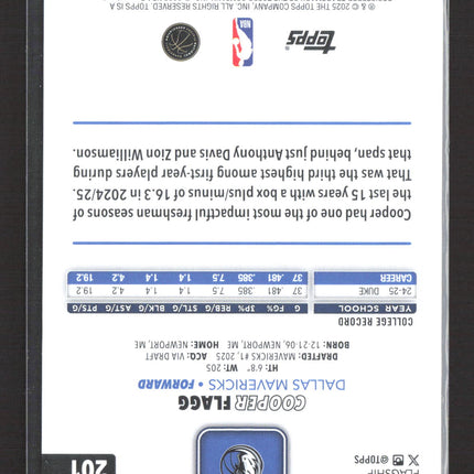 2025 Topps Flagship Cooper Flagg #201 RC