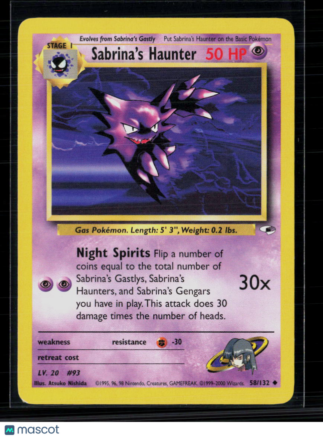 Pokemon 2000 Gym Challenge Sabrina's Haunter #58/132