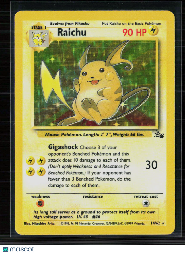 Pokemon 1999 Fossil Raichu #14/62