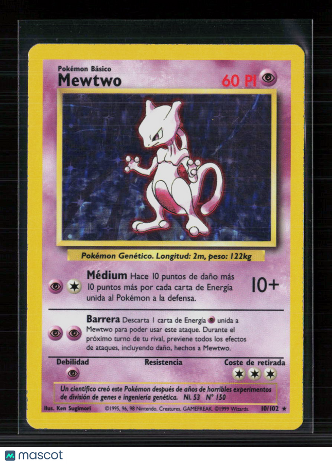Pokemon 1999 Base Set Mewtwo Spanish #10/102