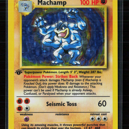 Pokemon 1999 Base Set Machamp 1st Edition #8/102