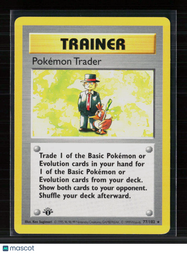 Pokemon 1999 Base Set Pokemon Trader 1st Edition Shadowless #77/102
