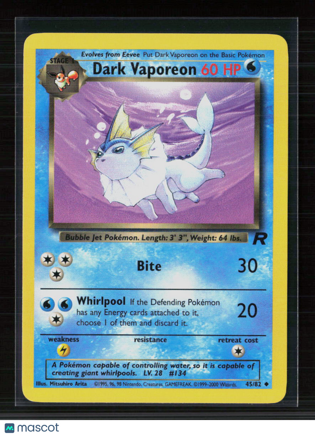 Pokemon 2000 Team Rocket Dark Vaporeon #45/82
