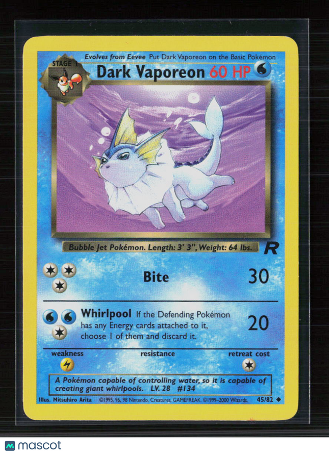 Pokemon 2000 Team Rocket Dark Vaporeon #45/82
