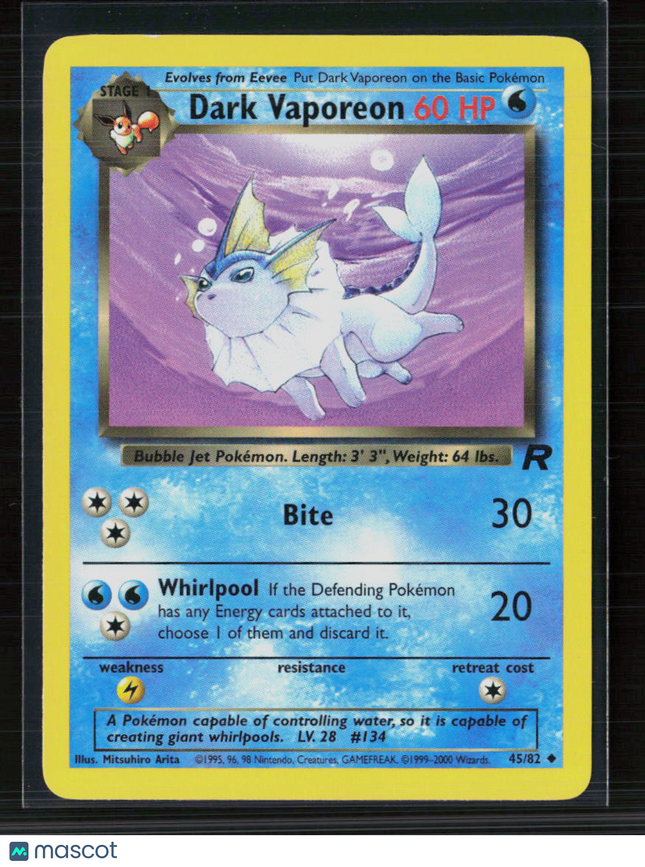 Pokemon 2000 Team Rocket Dark Vaporeon #45/82