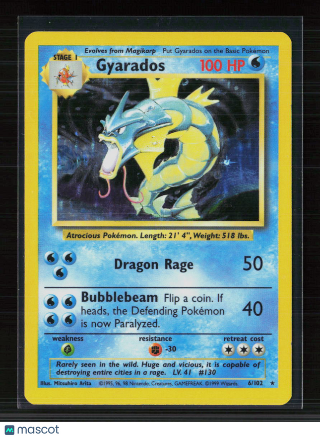 Pokemon 1999 Base Set Gyarados #6/102
