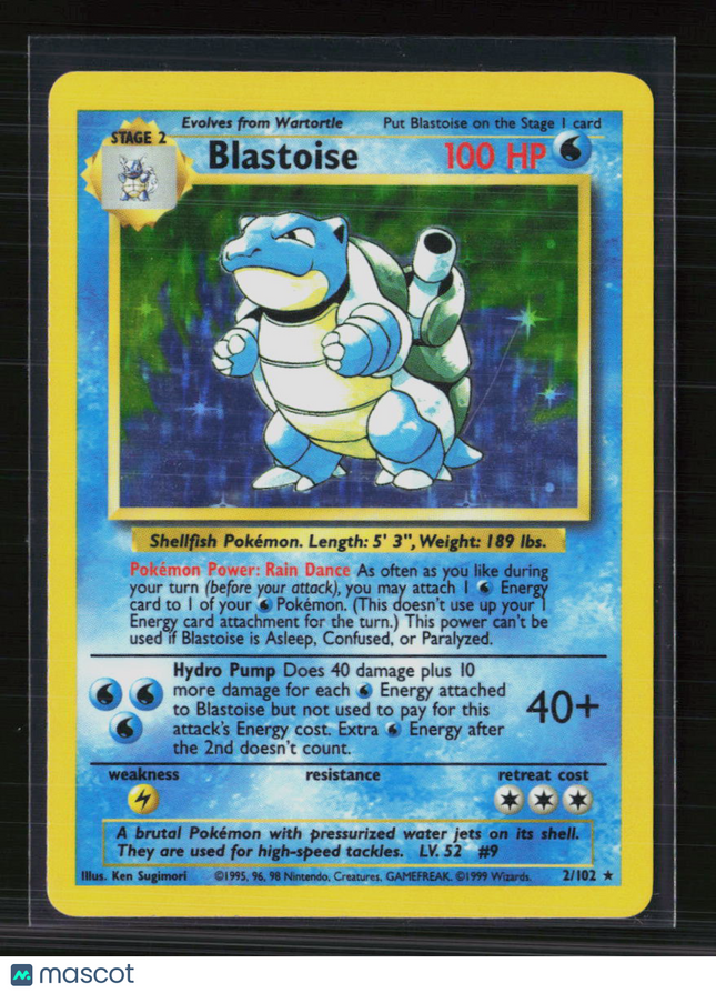 Pokemon 1999 Base Set Blastoise #2/102