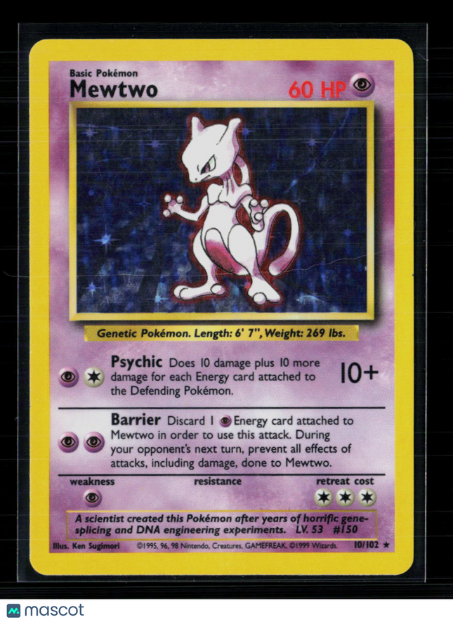 Pokemon 1999 Base Set Mewtwo #10/102