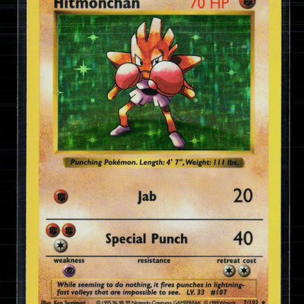 Pokemon 1999 Base Set Shadowless Hitmonchan #7/102