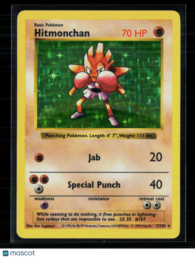 Pokemon 1999 Base Set Shadowless Hitmonchan #7/102