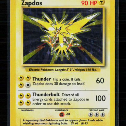 Pokemon 1999 Base Set Zapdos #16/102