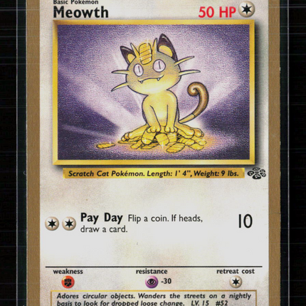 Pokemon 1999 Jungle Meowth Gold Boardered Promo #56/64