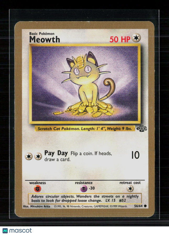 Pokemon 1999 Jungle Meowth Gold Boardered Promo #56/64