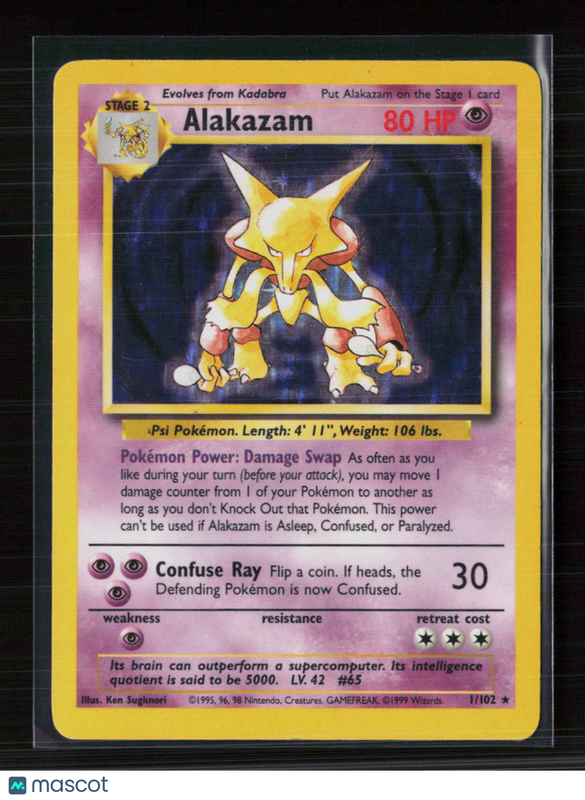Pokemon 1999 Base Set Alakazam #1/102