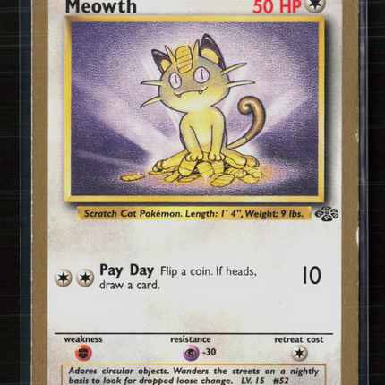 Pokemon 1999 Jungle Meowth Gold Boardered Promo #56/64