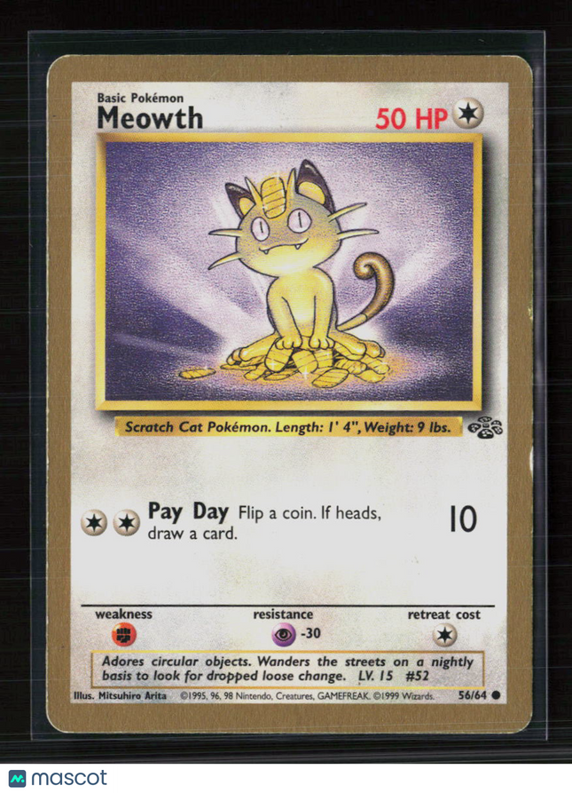 Pokemon 1999 Jungle Meowth Gold Boardered Promo #56/64