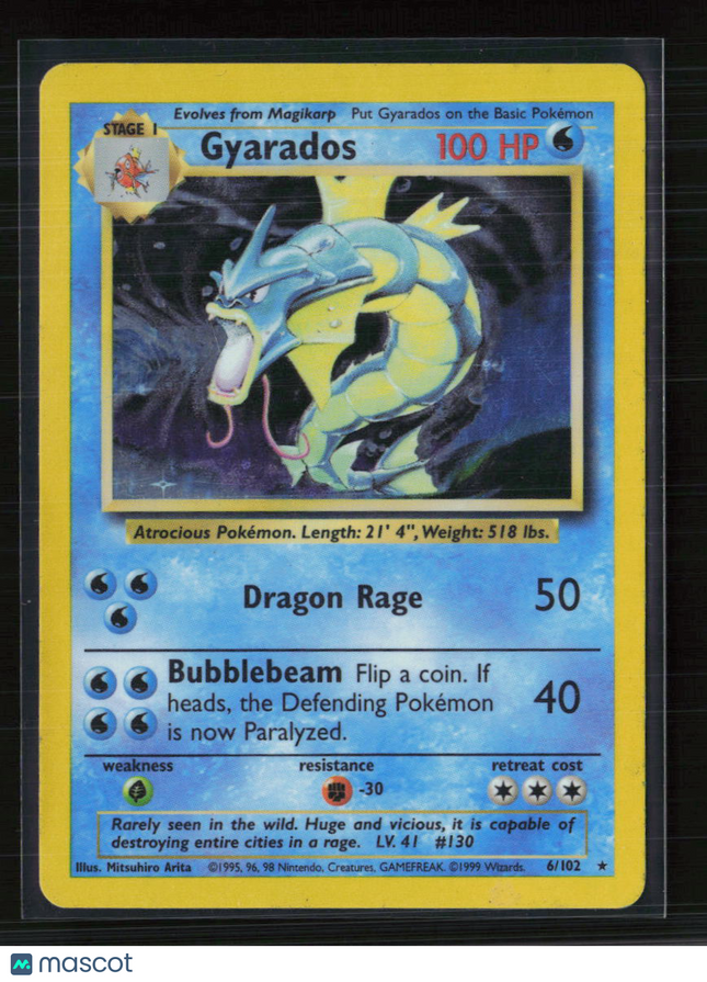 Pokemon 1999 Base Set Gyarados #6/102