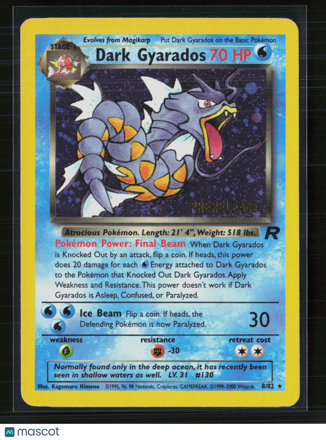 Pokemon 2000 Team Rocket Dark Gyarados Prerelease Stamp #8/82