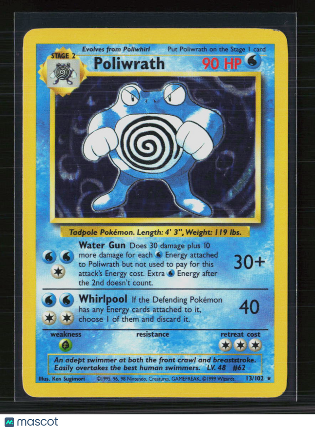 Pokemon 1999 Base Set Poliwrath #13/102