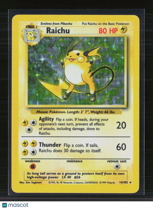 Pokemon 1999 Base Set Raichu #14/102