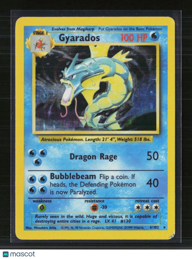Pokemon 1999 Base Set Gyarados #6/102