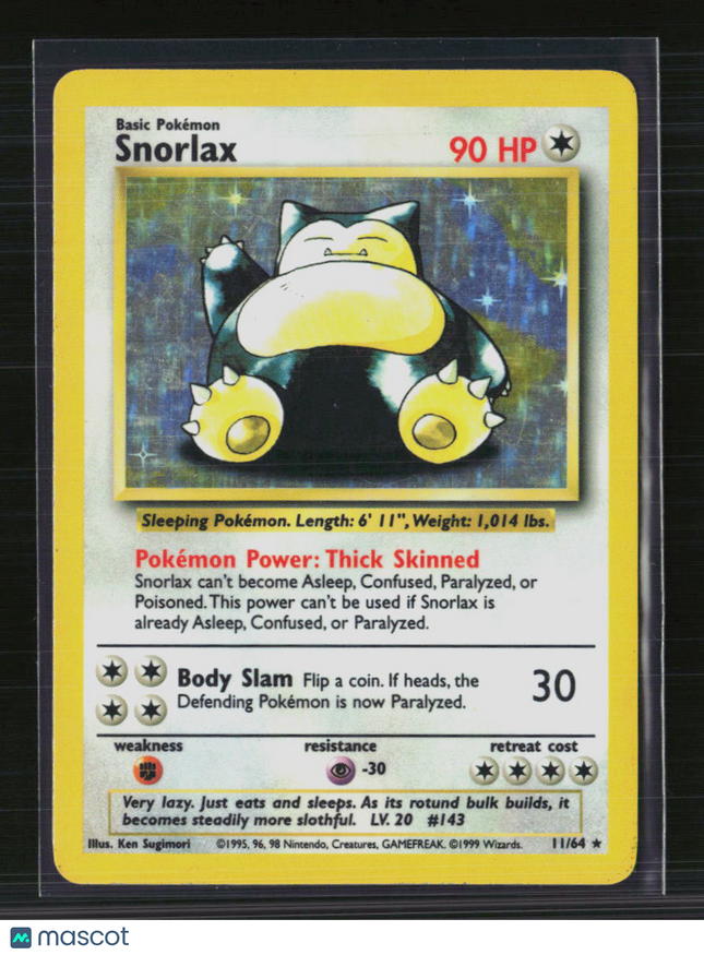 Pokemon 1999 Jungle Snorlax #11/64 Symbol Error