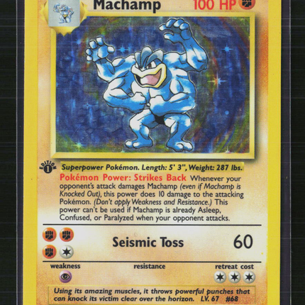 Pokemon 1999 Base Set Machamp 1st Edition #8/102