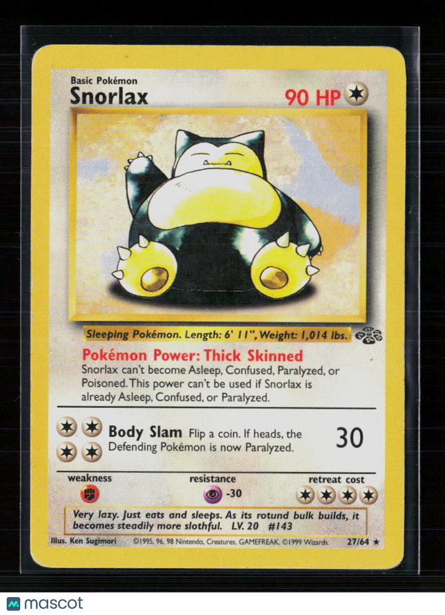 Pokemon 1999 Jungle Snorlax #27/64