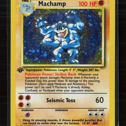 Pokemon 1999 Base Set Machamp 1st Edition #8/102