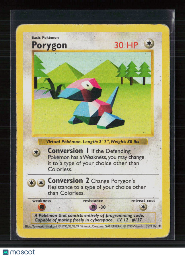 Pokemon 1999 Base Set Porygon #39/102