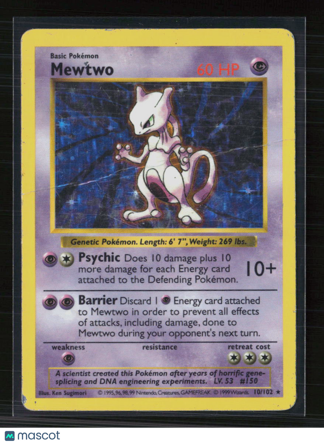 Pokemon 1999 Base Set Mewtwo #10/102