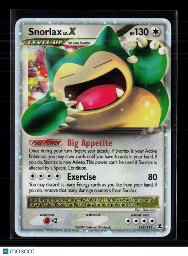 Pokemon 2009 Platinum – Rising Rivals Snorlax LV.X #111/111