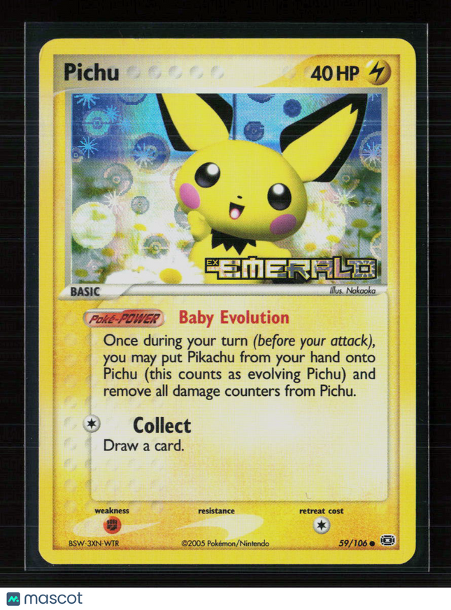Pokemon 2005 EX Emerald Pichu #59/106 Reverse Holo