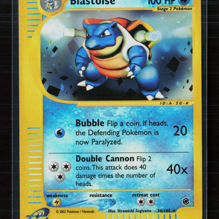 Pokemon 2002 Expedition Base Set Blastoise #36/165 Reverse Holo
