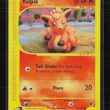 Pokemon 2002 Expedition Base Set Vulpix #136/165