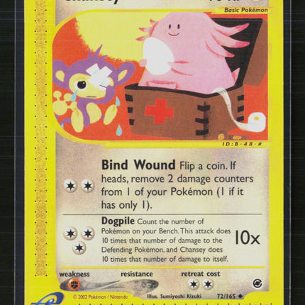 Pokemon 2002 Expedition Base Set Chansey #72/165