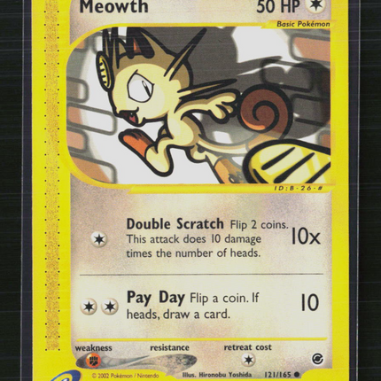 Pokemon 2002 Expedition Base Set Meowth #121/165