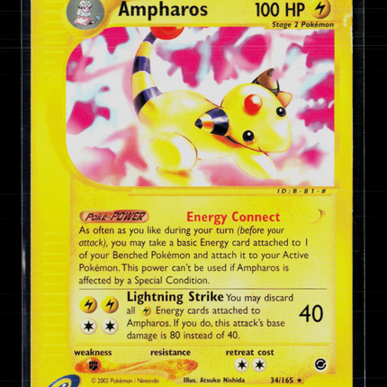 Pokemon 2002 Expedition Base Set Ampharos #34/165