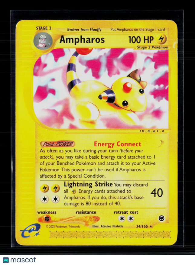 Pokemon 2002 Expedition Base Set Ampharos #34/165