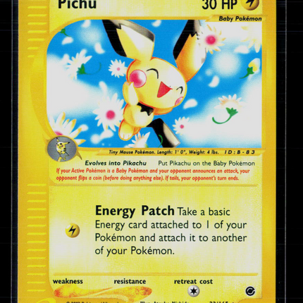 Pokemon 2002 Expedition Base Set Pichu #22/165 Reverse Holo
