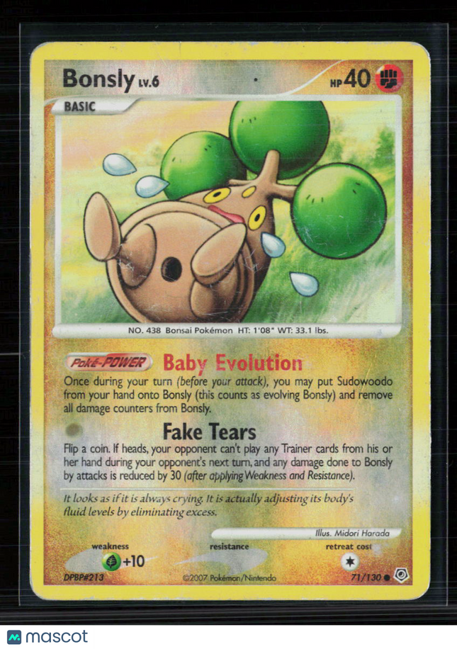 Pokemon 2007 Diamond & Pearl Bonsly #71/130 Reverse Holo